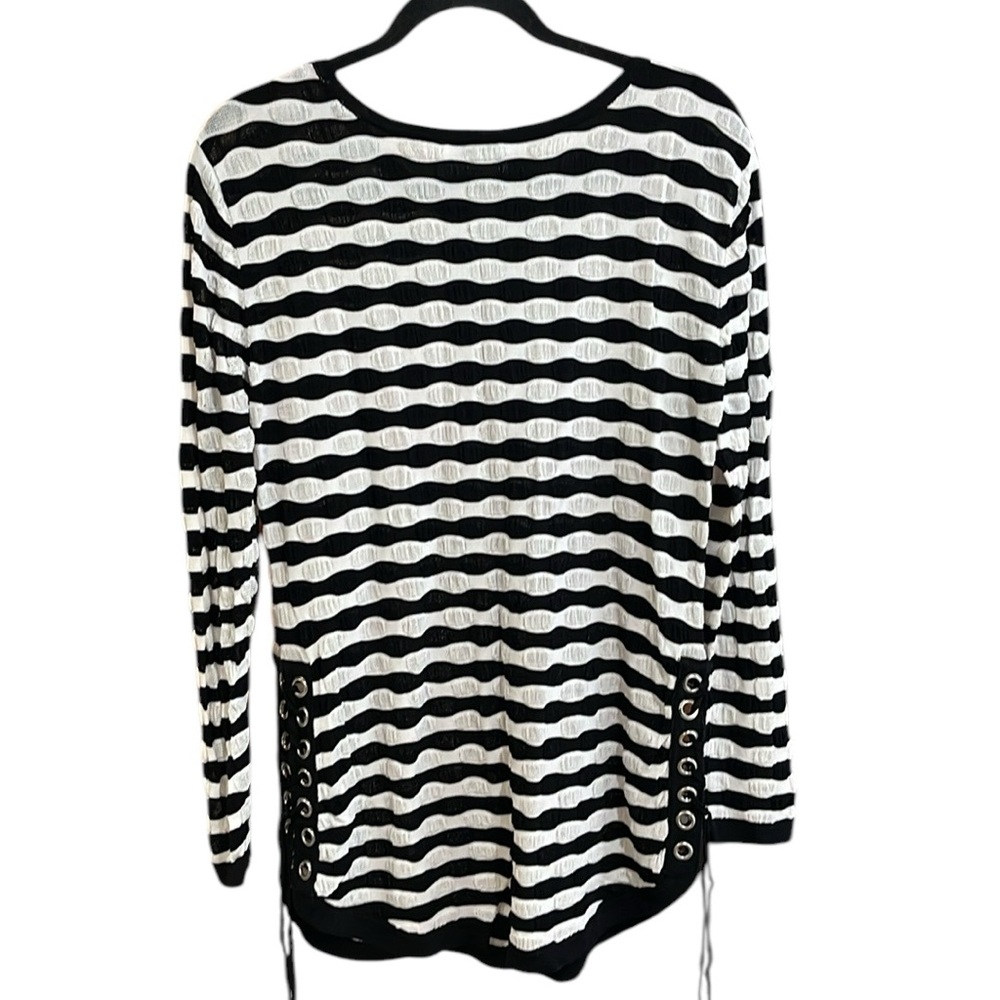 Katherine Barclay Black Long Sleeve Ribbed Blouse